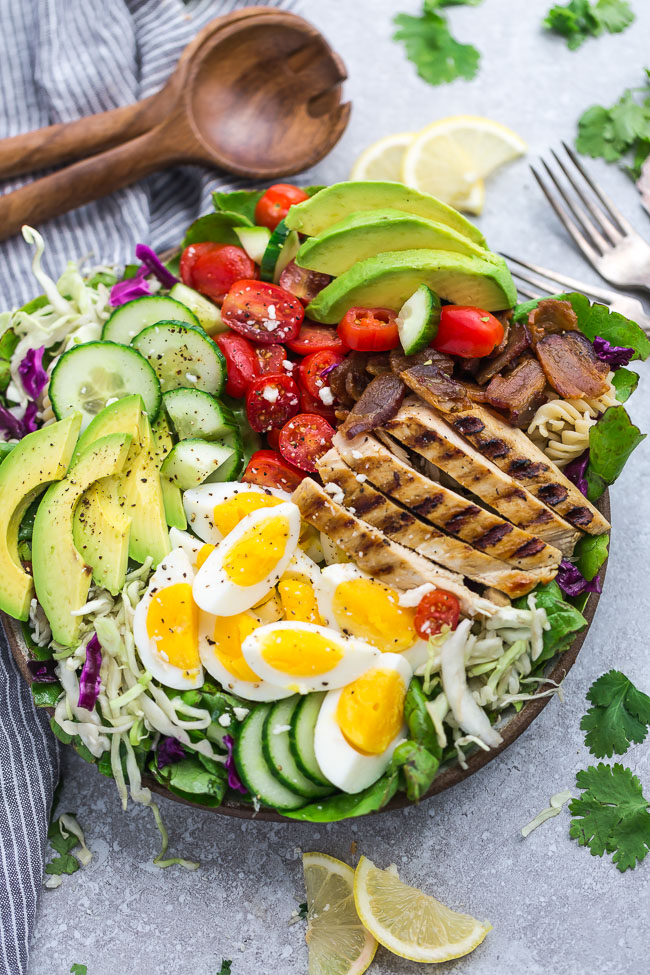 Cobb Salad Easy Lunch Recipe Healthy Low Carb Keto Paleo 