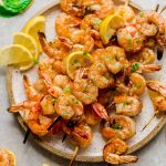 Low Carb Shrimp Kebabs with Lemon Butter Sauce - easy grilled shrimp skewers seasoned with a fresh and flavorful lemon butter sauce. Perfect keto-friendly appetizers for summer parties or serve with your favorite side for lunches and dinners.