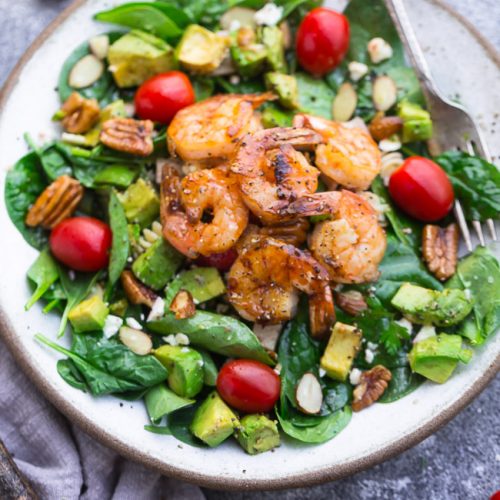 Spinach Avocado Shrimp Salad Keto Low Carb Paleo Whole 30