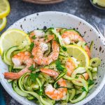 Lemon Garlic Shrimp with Zucchini Noodles - a simple low carb / keto dish that comes together in under 30 minutes.