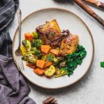 Instant Pot Chicken with Autumn Vegetables - full of cozy fall flavors and perfect for busy weeknights. Made with tender, juicy chicken thighs, Brussels sprouts, pumpkin and broccoli.