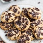 Low Carb Chocolate Chip Cookies bake up soft and chewy using just ONE bowl using coconut oil instead of butter. These healthy chocolate chip cookies are also keto, sugar free, gluten free and Paleo friendly.